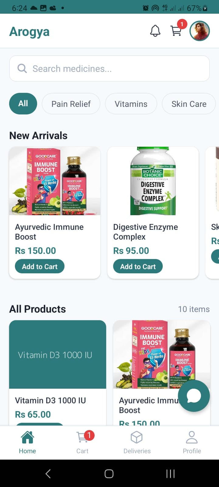 Arogya - Pharmacy Delivery App - Main