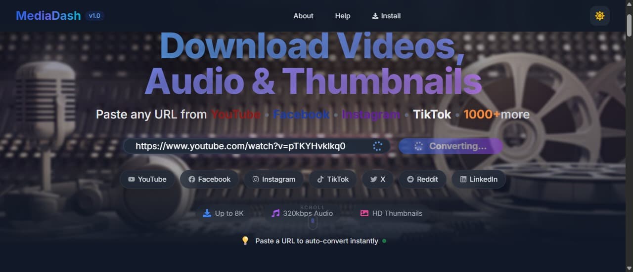 MediaDash - Universal Media Downloader - Desktop App - Main